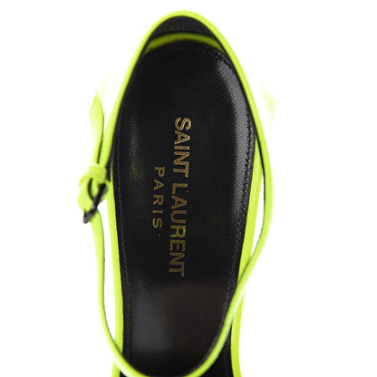 Saint Laurent Patent Anja 105 Ankle Strap Pointed Pumps 39 Fluo Yellow 6 of 10