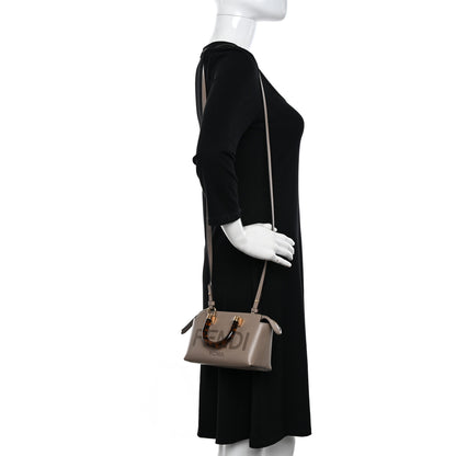 Fendi Vitello King Plexiglass Logo Embossed Mini By The Way Top Handle Boston Bag Tortora 2 of 10