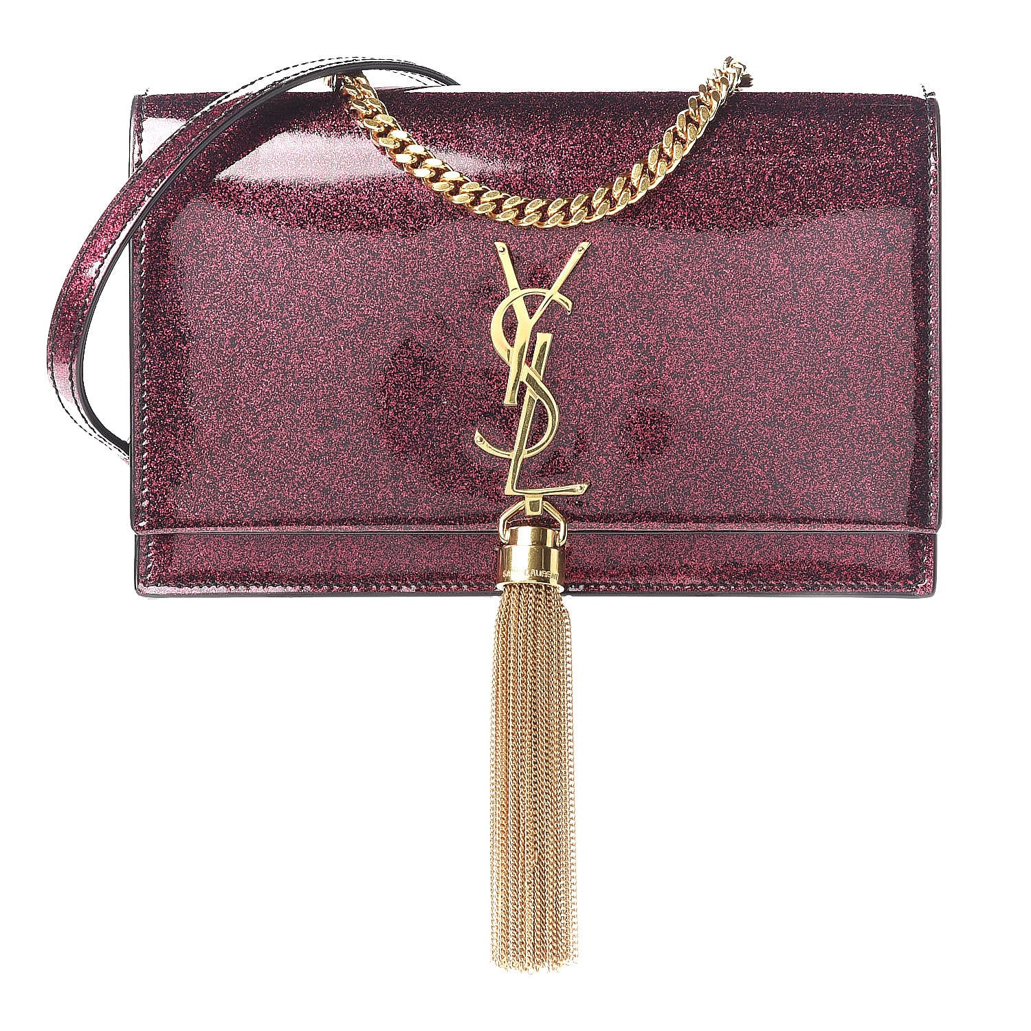 Saint Laurent Patent Glitter Small Monogram Kate Tassel Satchel Bright Fuchsia 1 of 9