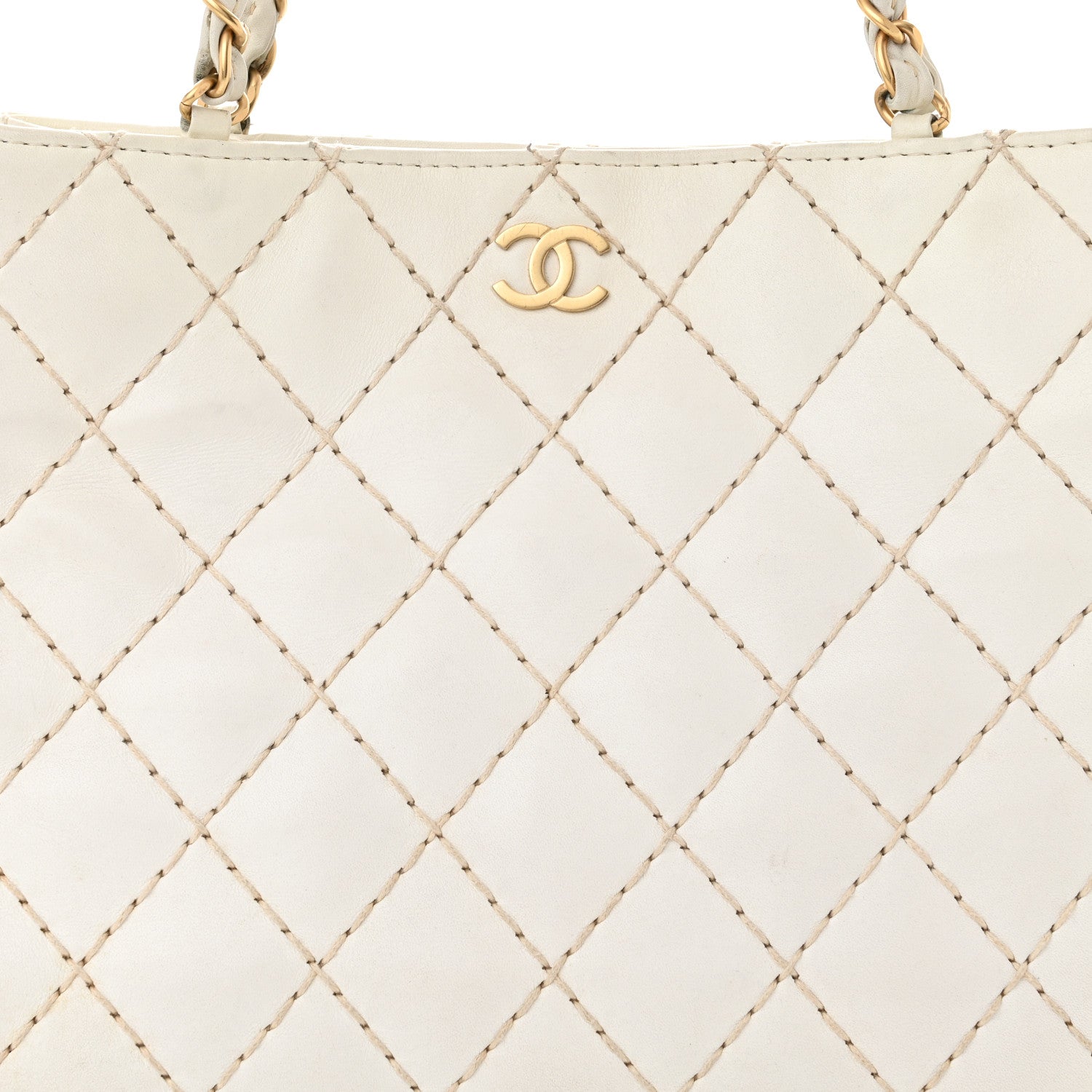 Chanel Calfskin Wild Stitch Shoulder Bag White 9 of 19