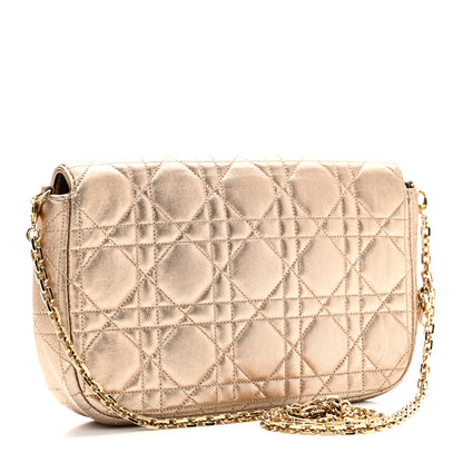 Christian Dior Metallic Lambskin Cannage Wallet on Chain Gold 3 of 10