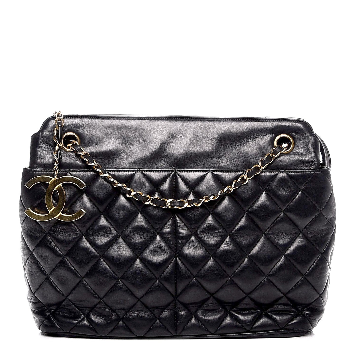 Lambskin Quilted Shoulder Bag Black