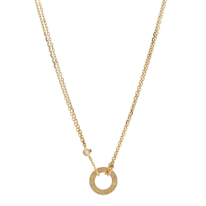 Cartier 18K Yellow Gold 2 Diamond LOVE Necklace 1 of 6