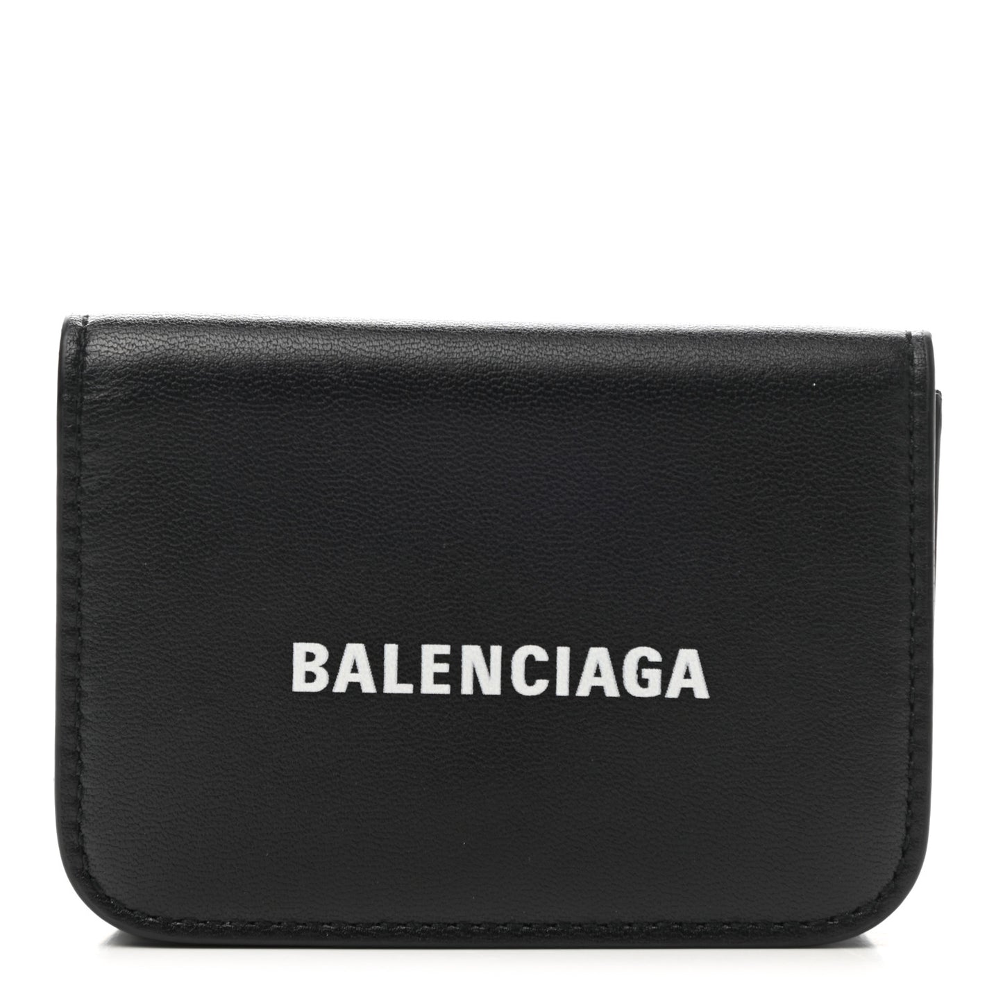 Calfskin Logo Mini Cash Wallet Black