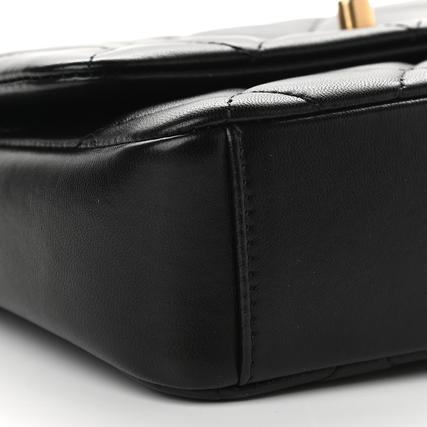 Lambskin Quilted Small Side Note Flap Black