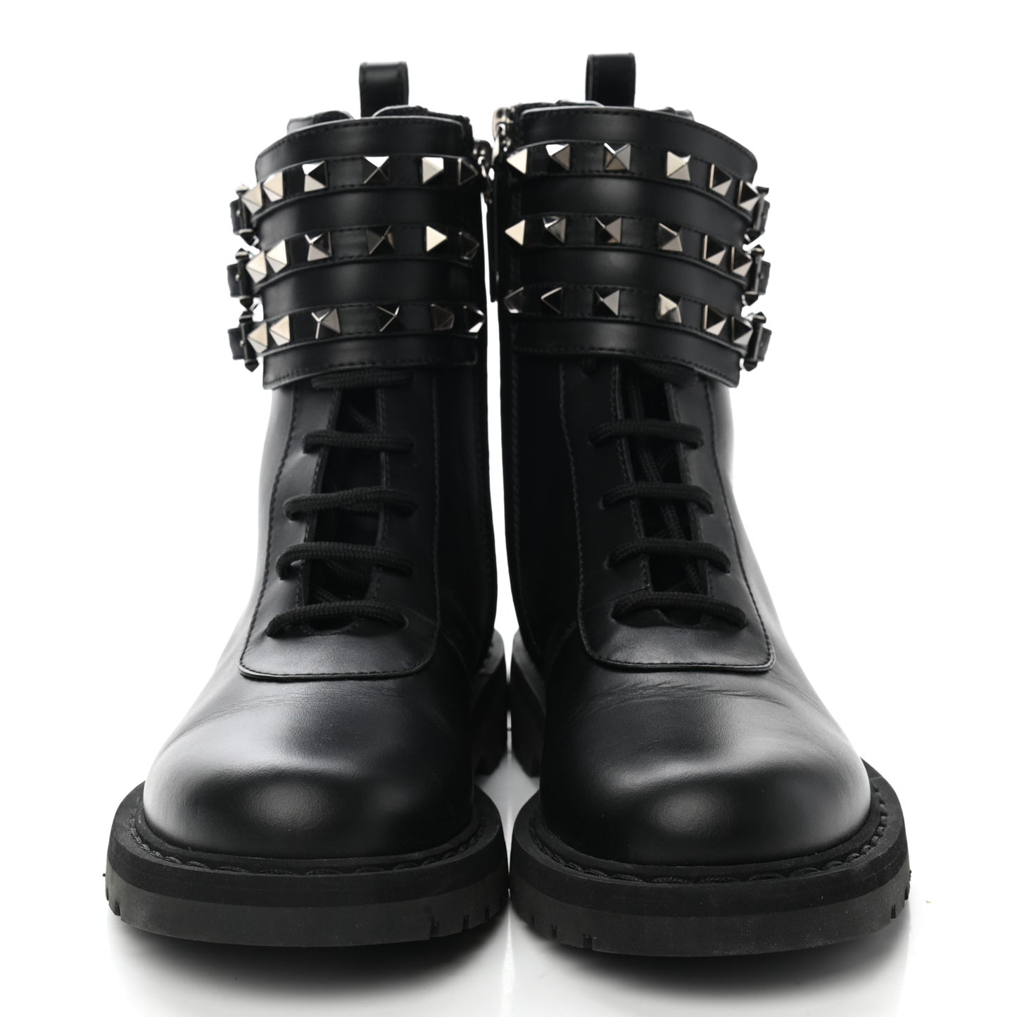 Calfskin Rockstud 20mm Combat Boots 37 Black
