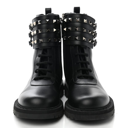 Valentino Garavani Calfskin Rockstud 20mm Combat Boots 37 Black 2 of 10