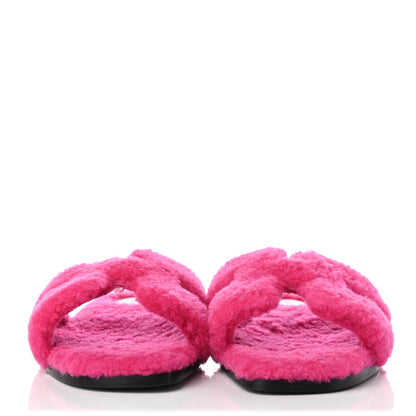 Hermes Woolskin Oran Sandals 39 Rose Fuchsia 2 of 9