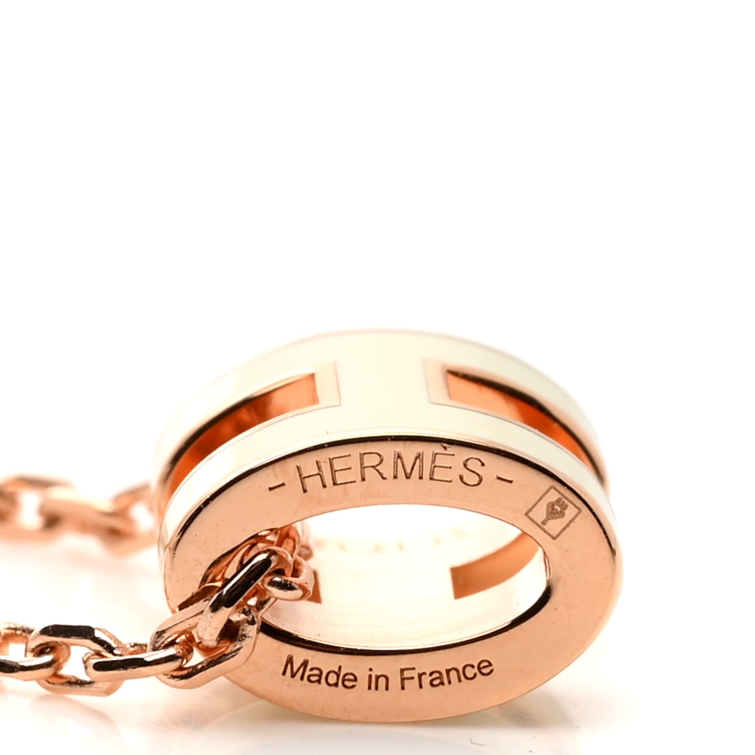 Hermes Lacquered Rose Gold Mini Pop H Pendant Necklace White 6 of 7