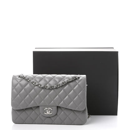 Chanel Caviar Quilted Jumbo Double Flap Grey 9 of 9
