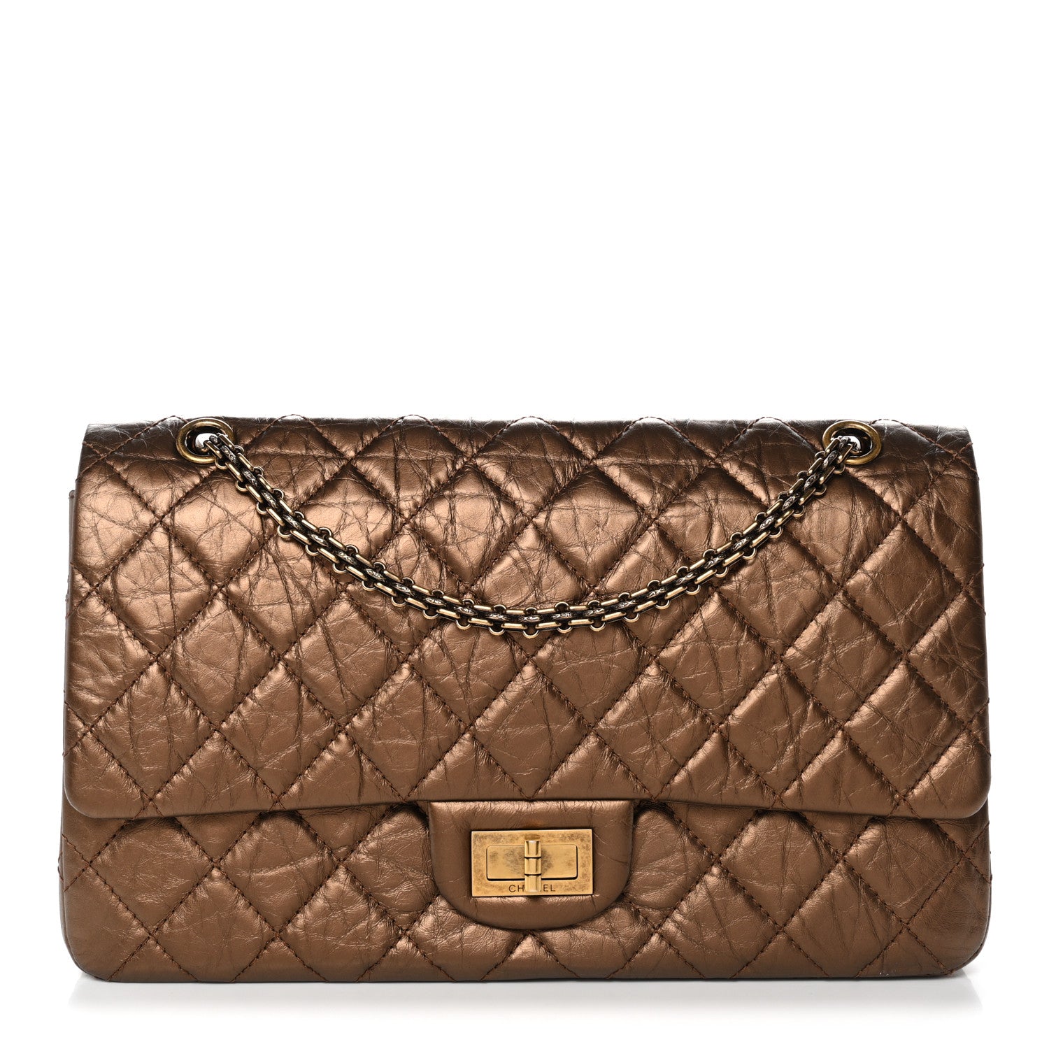 Chanel Metallic Aged Calfskin Quilted 2.55 Reissue 226 Flap Bronze 1 of 12