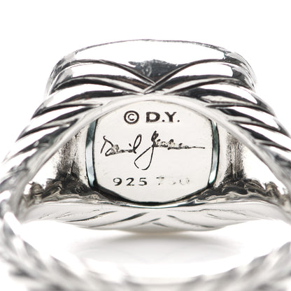 David Yurman Sterling Silver Diamond Prasiolite 11mm Albion Ring 57 8 5 of 5