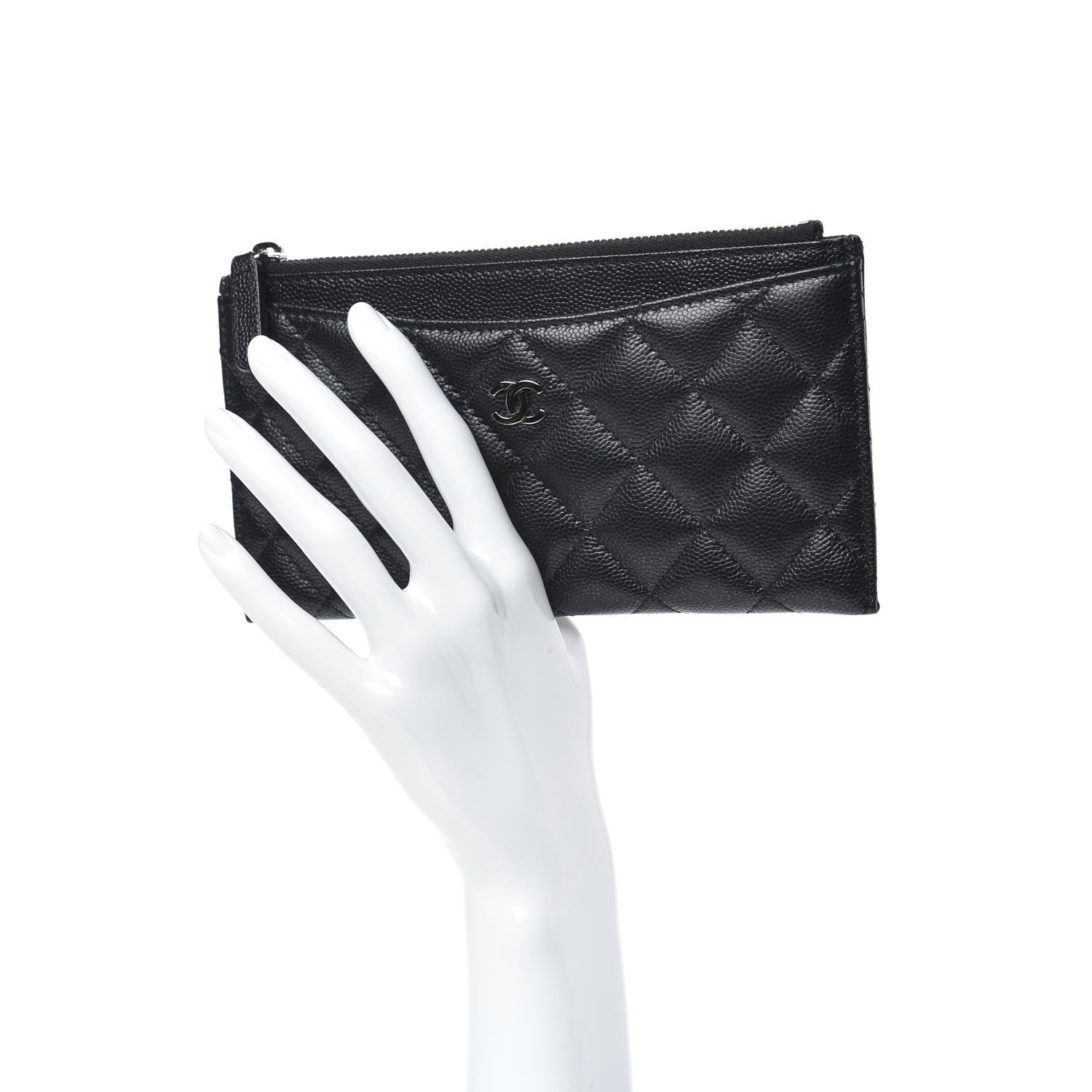 Chanel Iridescent Caviar Quilted Classic Zip Pouch Black 2 of 10