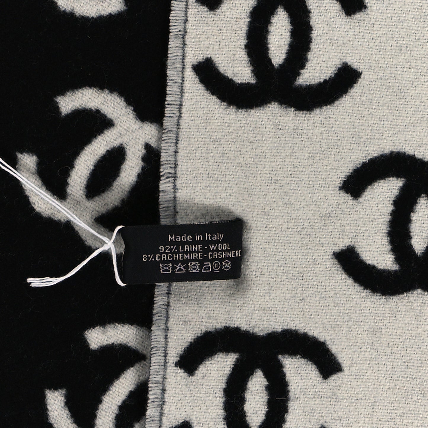 Wool Cashmere CC Scarf Black White