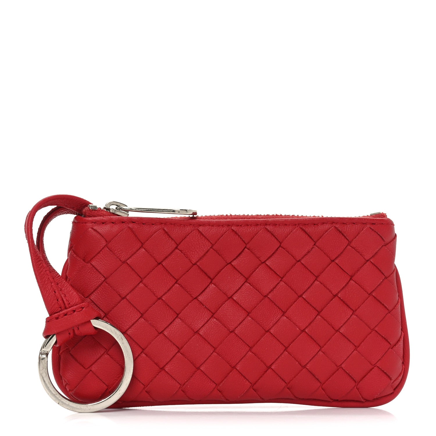 Bottega Veneta Nappa Intrecciato Key Holder Red 1 of 8