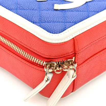 Chanel Caviar Quilted Small CC Filigree Vanity Case Blue White Red 9 of 11