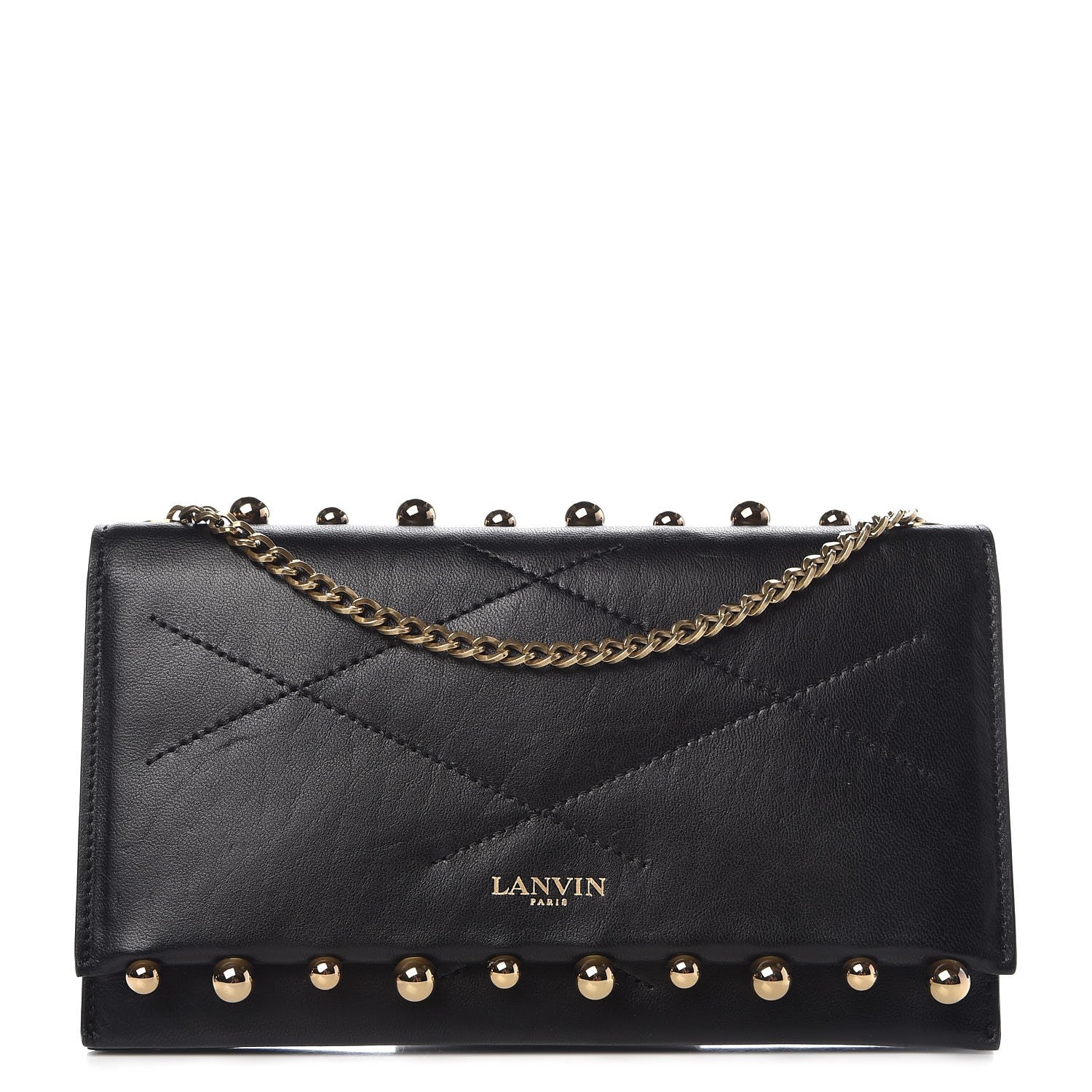 Lanvin Sugar Metal Pearl Chain Flap Crossbody Black 1 of 8