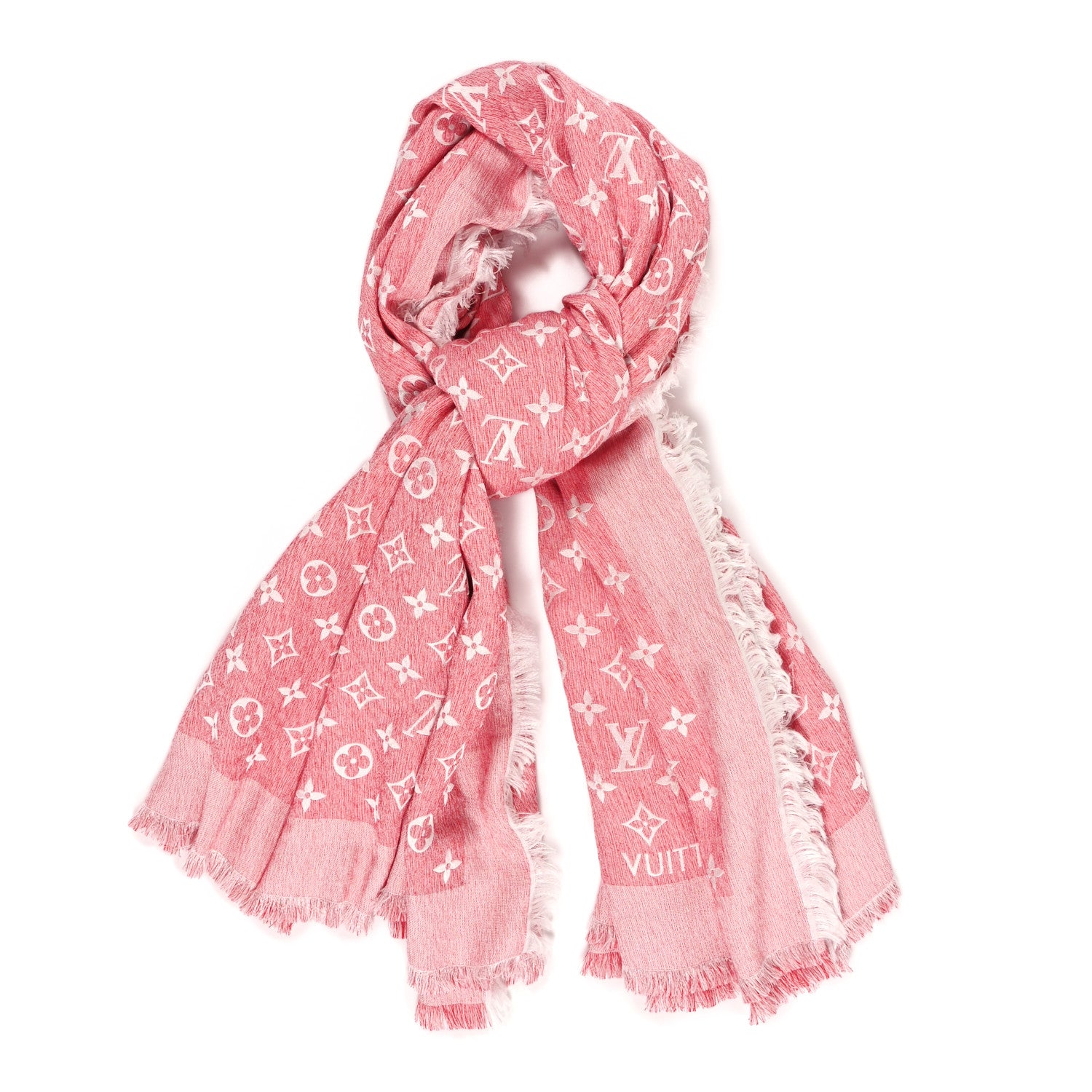 Louis Vuitton Wool Silk Monogram Denim Shawl Rouge 2 of 4