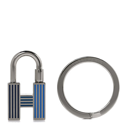 Hermes Lacquered Palladium Cadenas Quizz Rainbow Key Ring Camaieu De Bleus 1 of 5