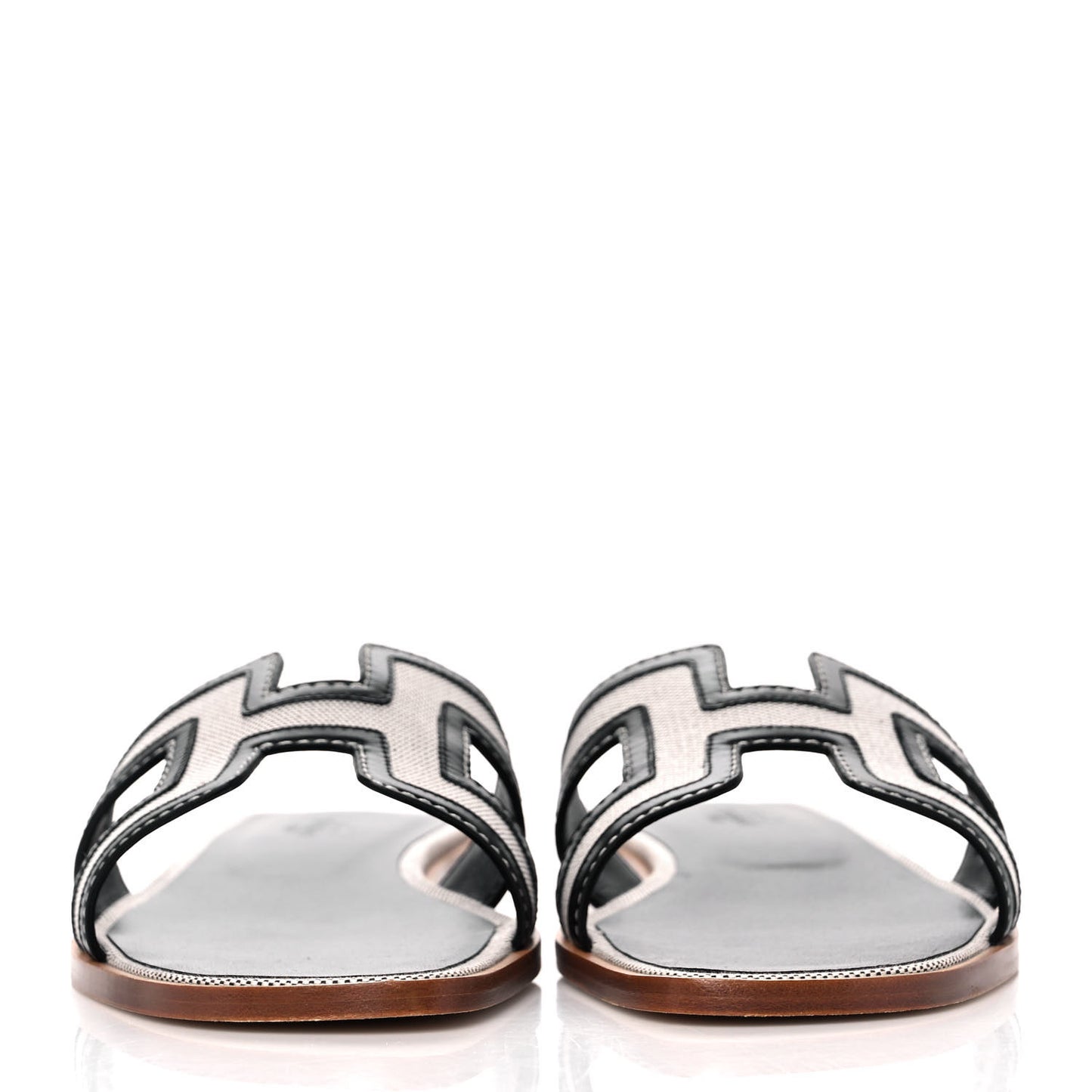 Calfskin Canvas Oran Sandals 40 Black