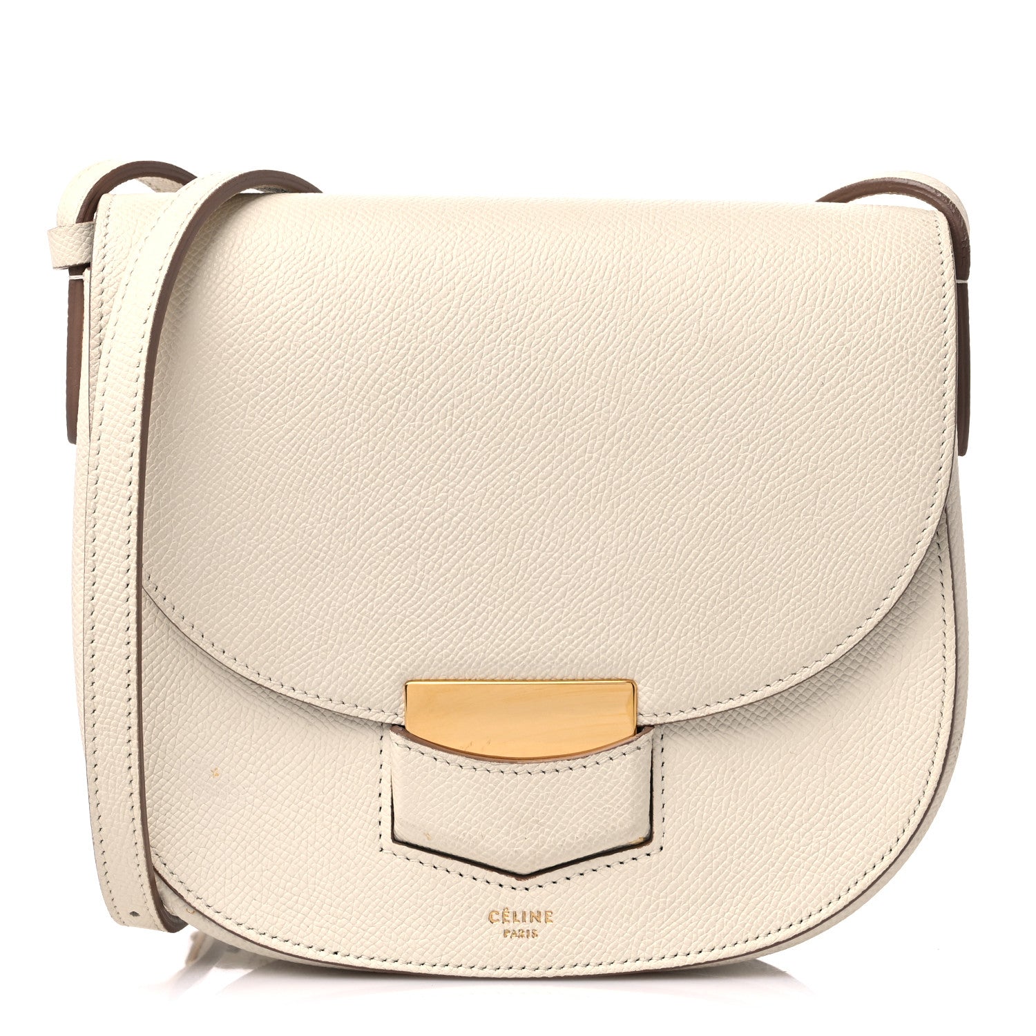 Celine Grained Calfskin Small Trotteur White 1 of 14