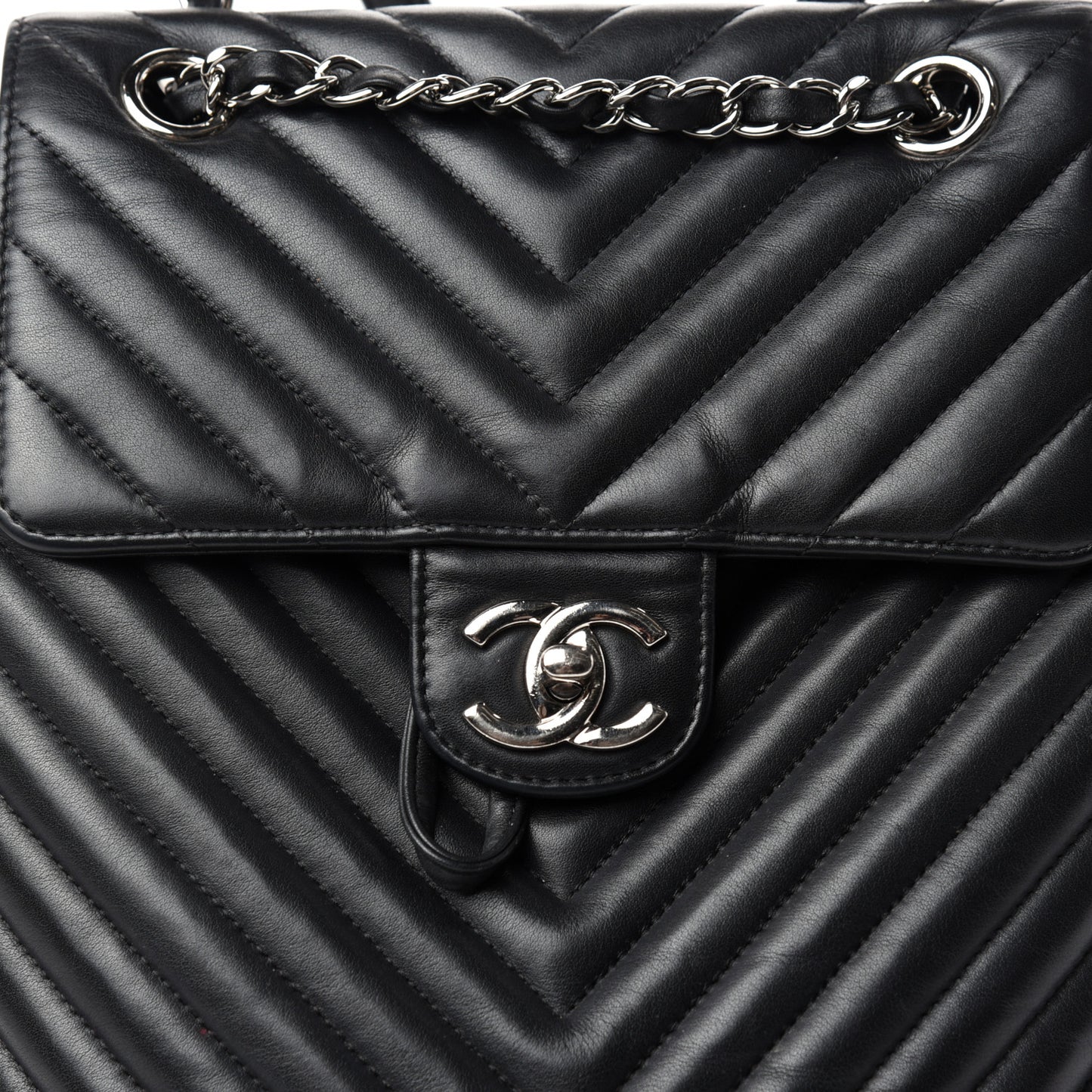 Calfskin Chevron Quilted Small Urban Spirit Backpack Black