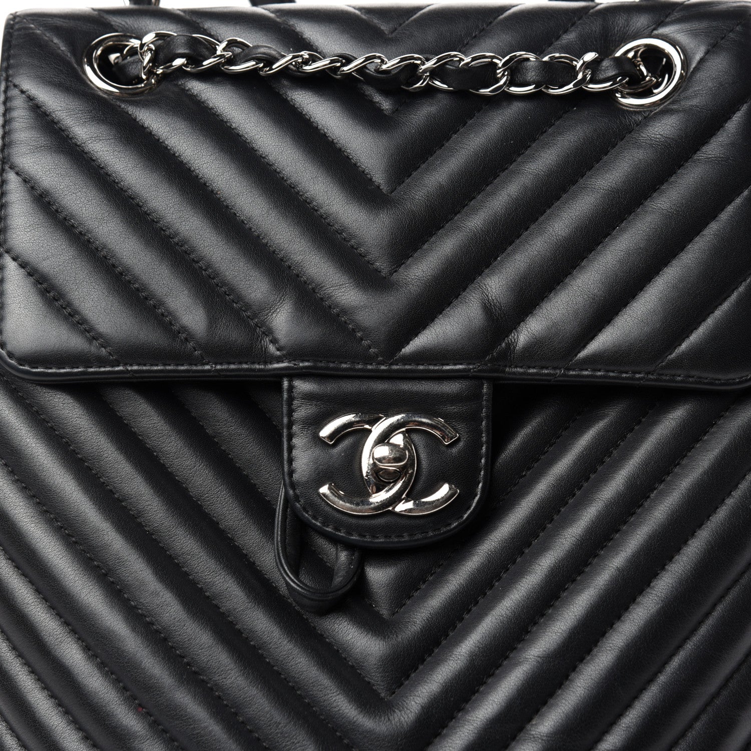 Chanel Calfskin Chevron Quilted Small Urban Spirit Backpack Black 10 of 10