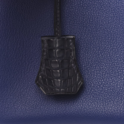 Hermes Taurillon Novillo Matte Alligator Birkin Touch 25 Bleu Saphir Marine 15 of 31