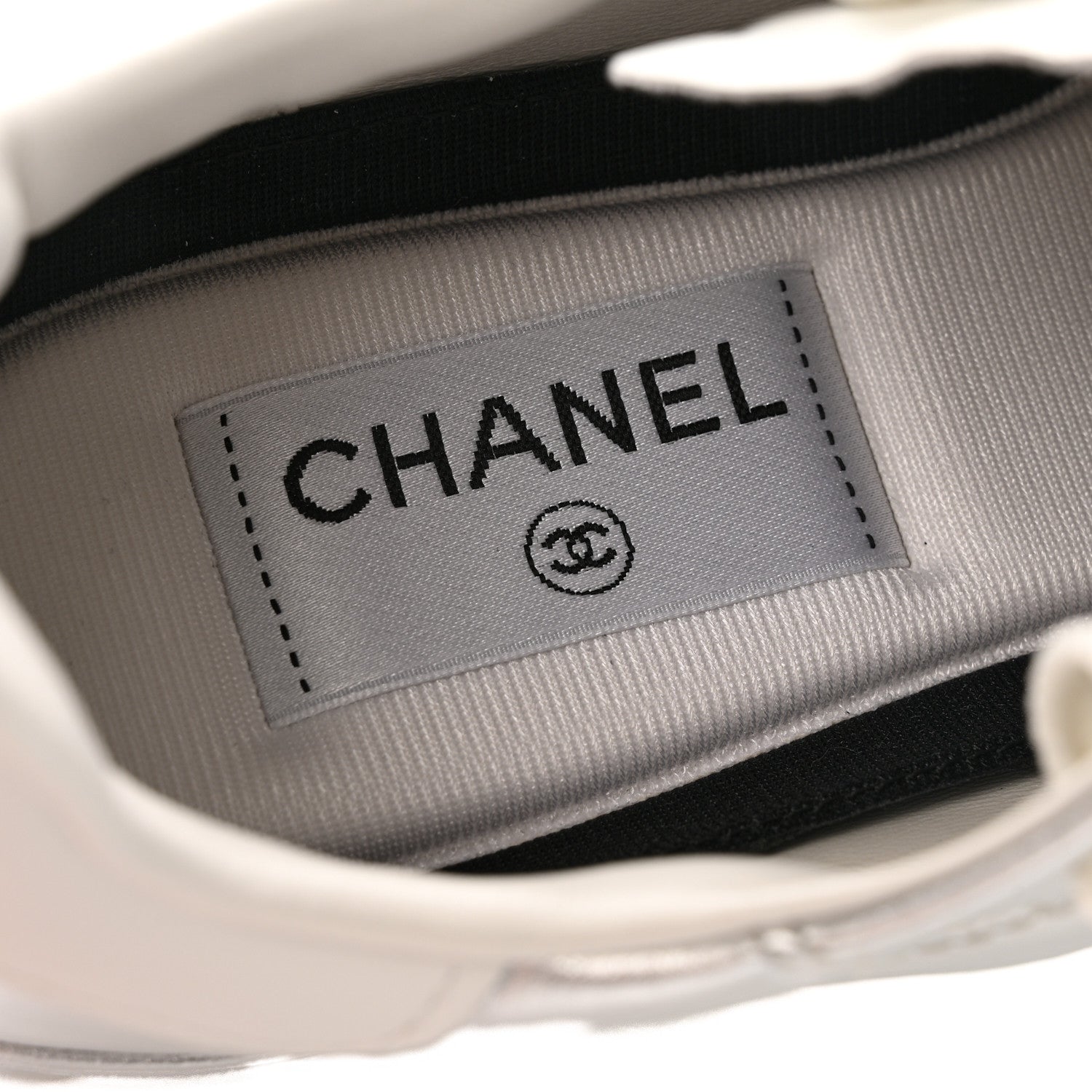 Chanel Laminated Calfskin Suede Quilted Womens CC Sneakers 38 Silver White Gray 7 of 10