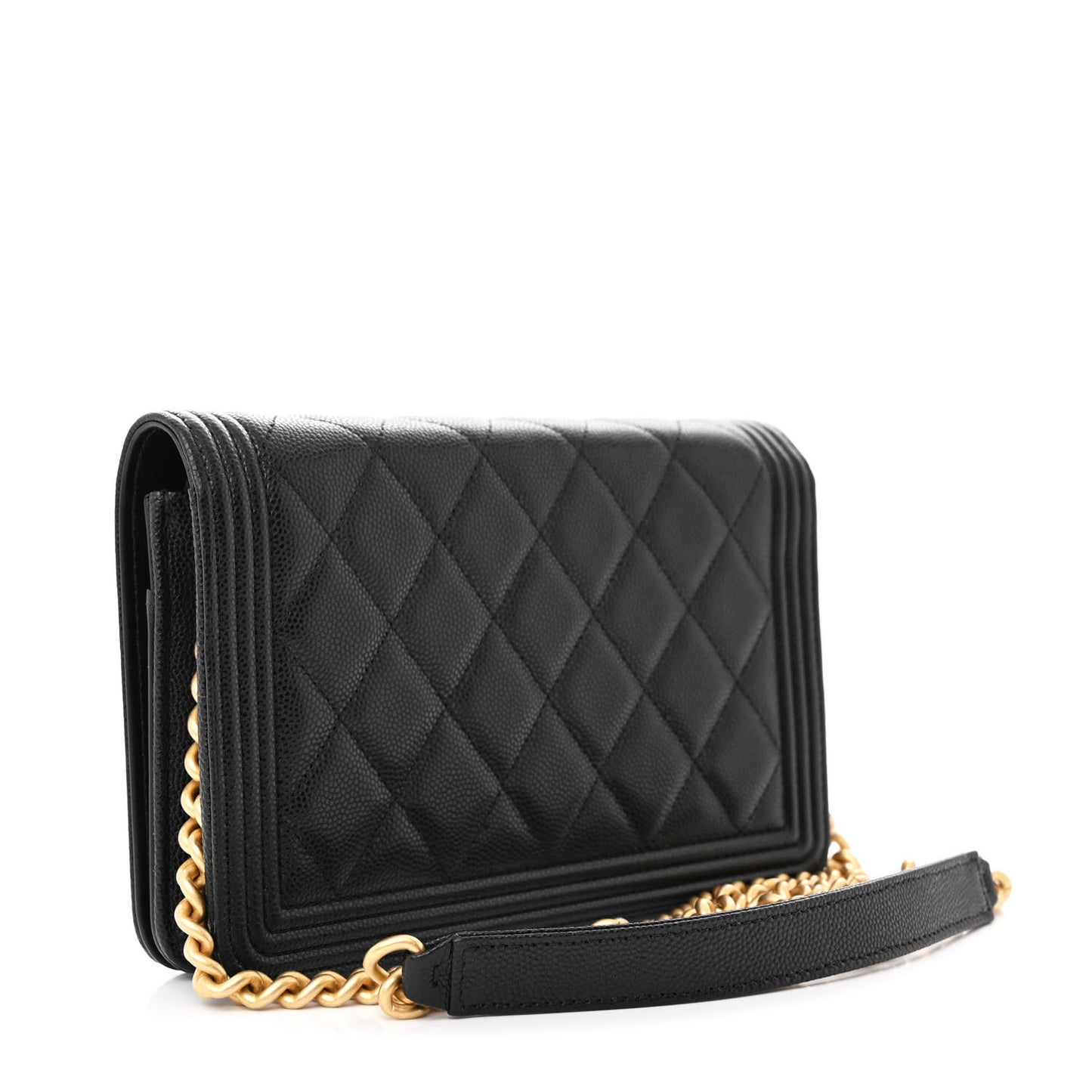 Caviar Quilted Boy Wallet On Chain WOC Black