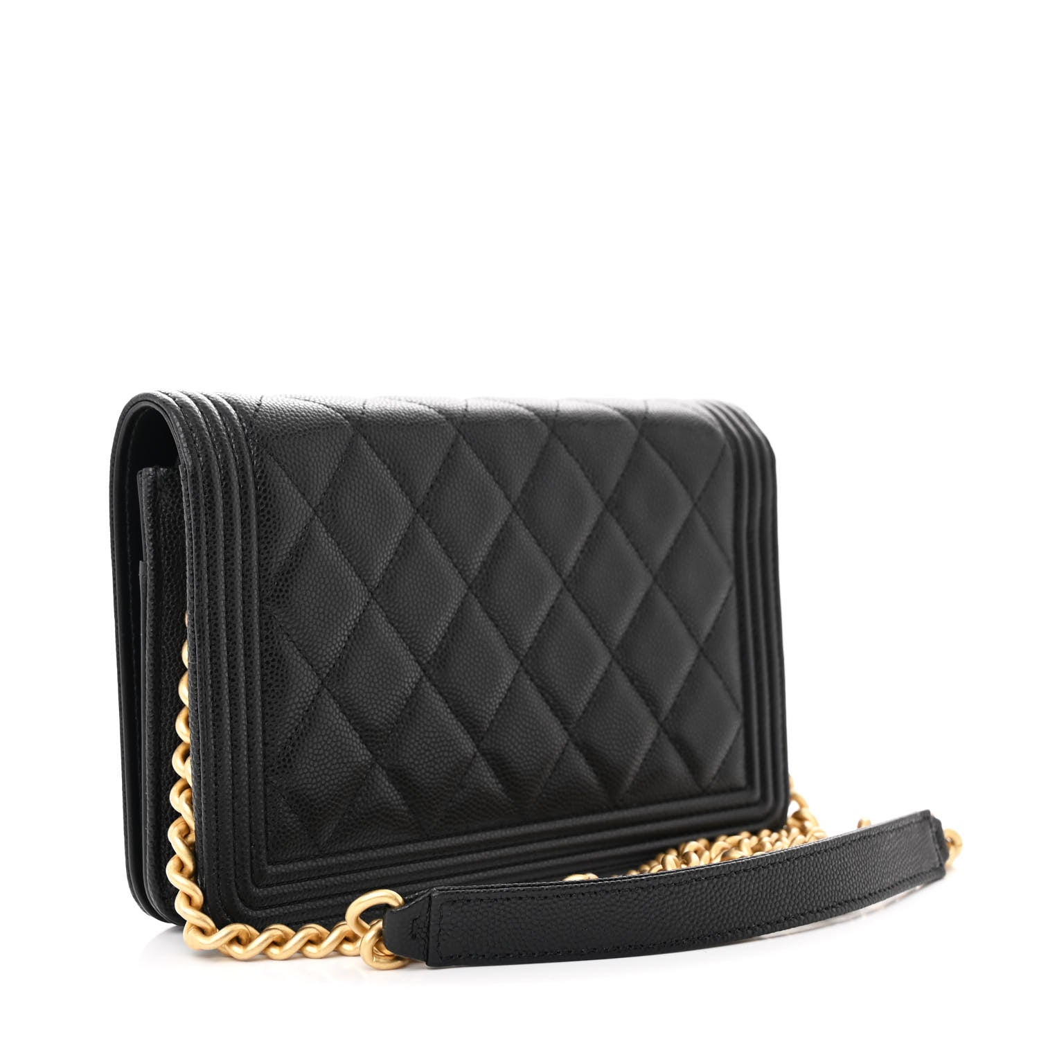 Chanel Caviar Quilted Boy Wallet On Chain WOC Black 3 of 11