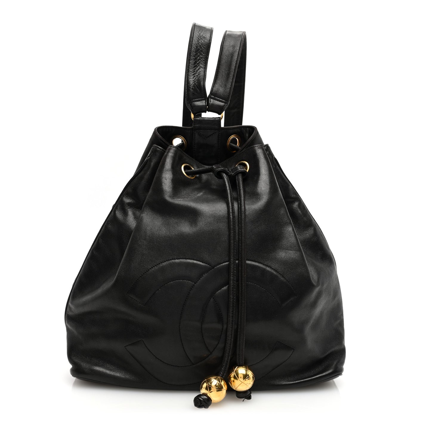 Lambskin CC Drawstring Backpack Black