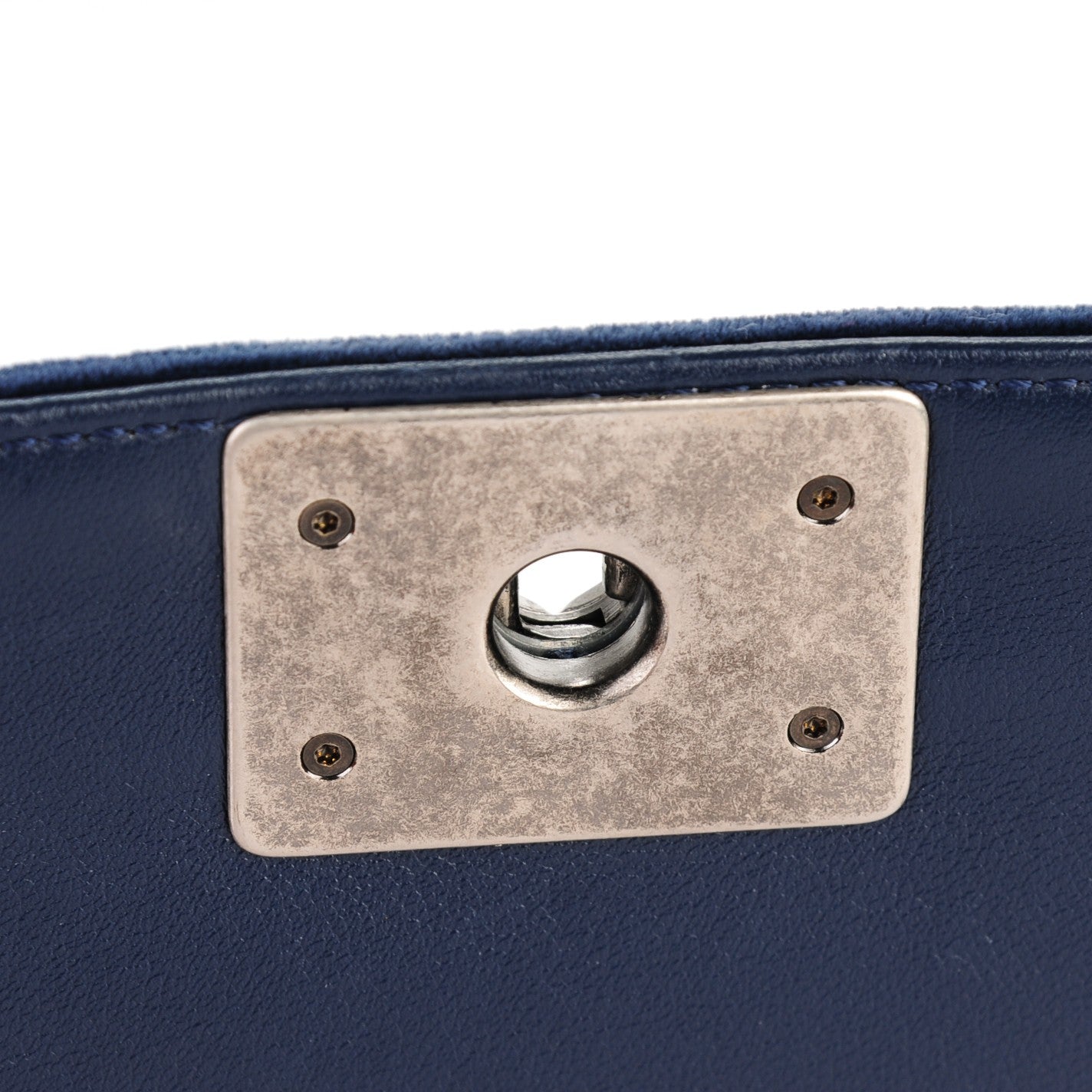 Chanel Velvet Quilted New Medium Boy Flap Dark Navy Blue 5 of 8