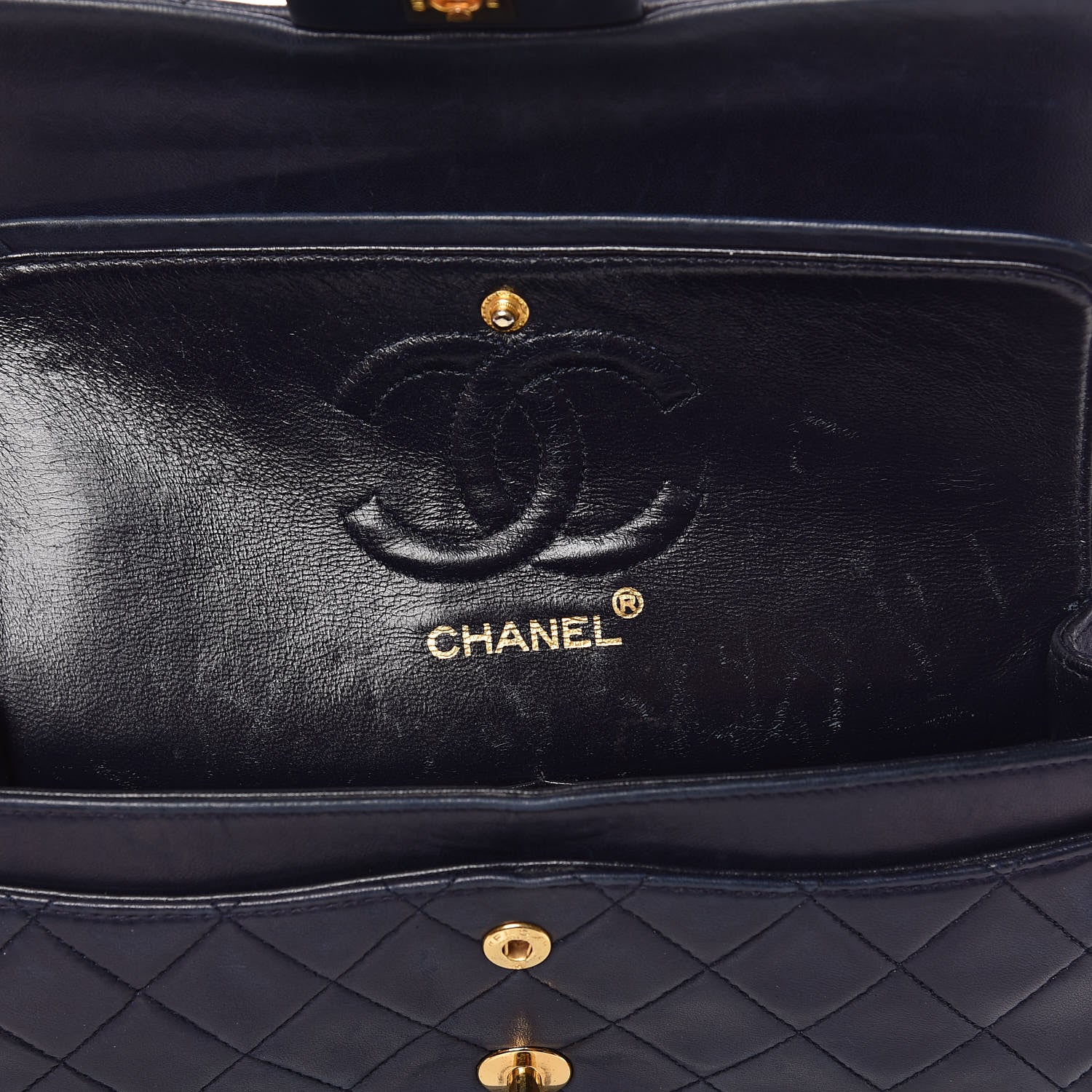 Chanel Lambskin Quilted Small Double Flap Navy 10 of 21