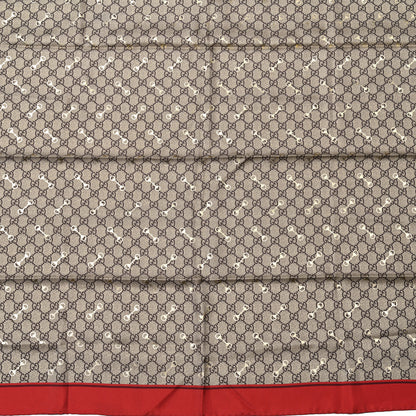 Gucci Silk Twill GG Monogram GG Gold Horsebit Square Scarf Red Gold 2 of 3
