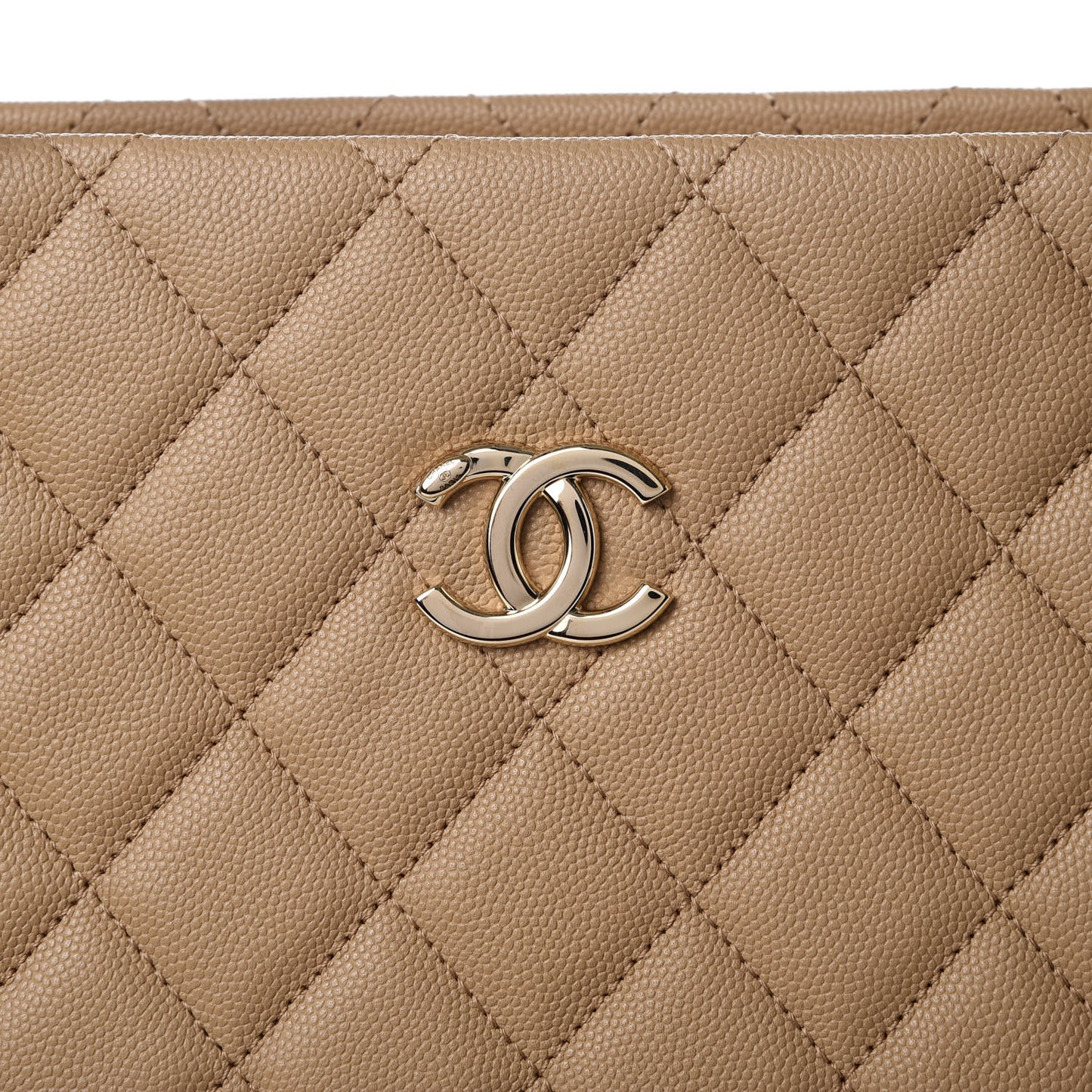 Caviar Quilted Rolled Up Tote Beige