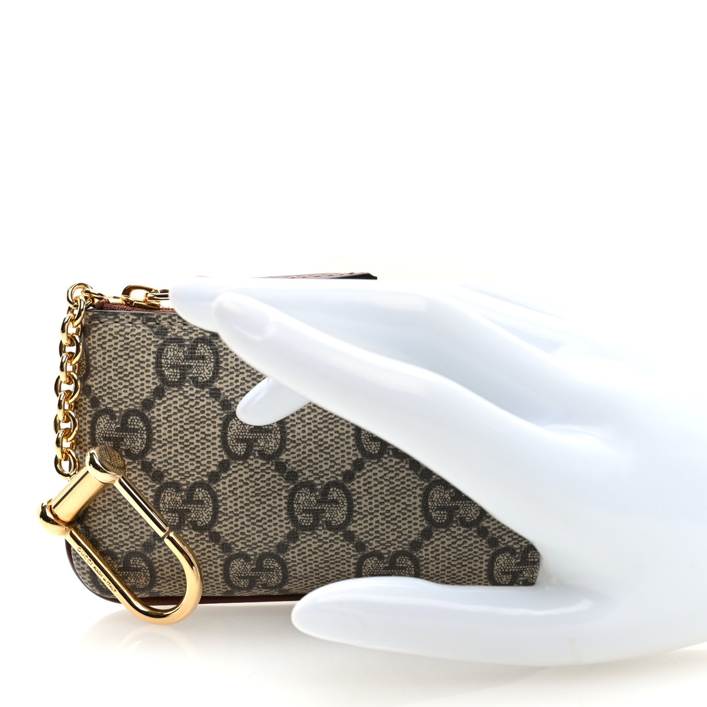 GG Supreme Monogram Key Case Beige Ebony Cuir