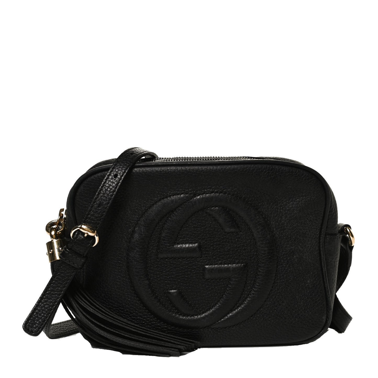 Pebbled Calfskin Small Soho Disco Bag Black