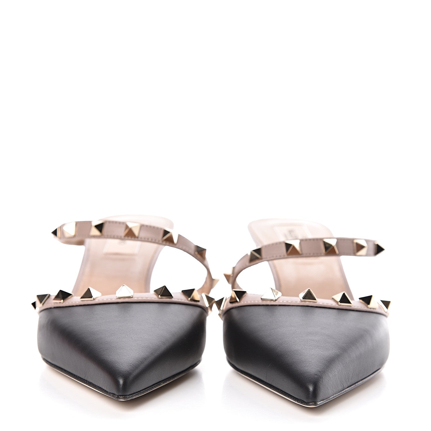 Valentino Garavani Calfskin Nappa Rockstud Cross Strap 50mm Mules 37 Black Poudre 2 of 9