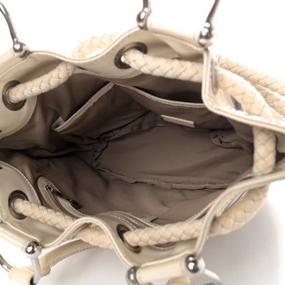 Burberry Calfskin Trim Nova Check Drawstring Bucket Bag White 4 of 6