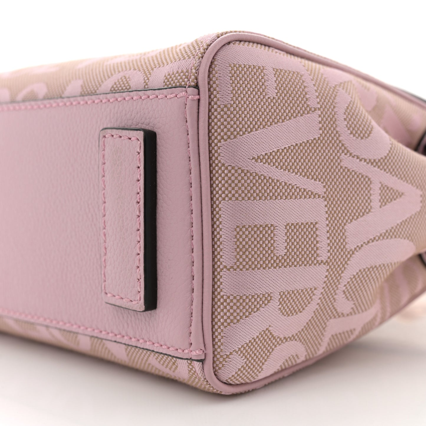 Calfskin Canvas Allover La Medusa Small Top Handle Handbag Pink