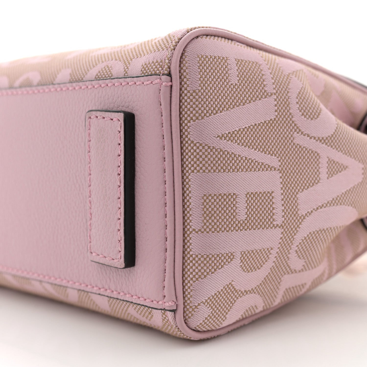 Versace Calfskin Canvas Allover La Medusa Small Top Handle Handbag Pink 9 of 11