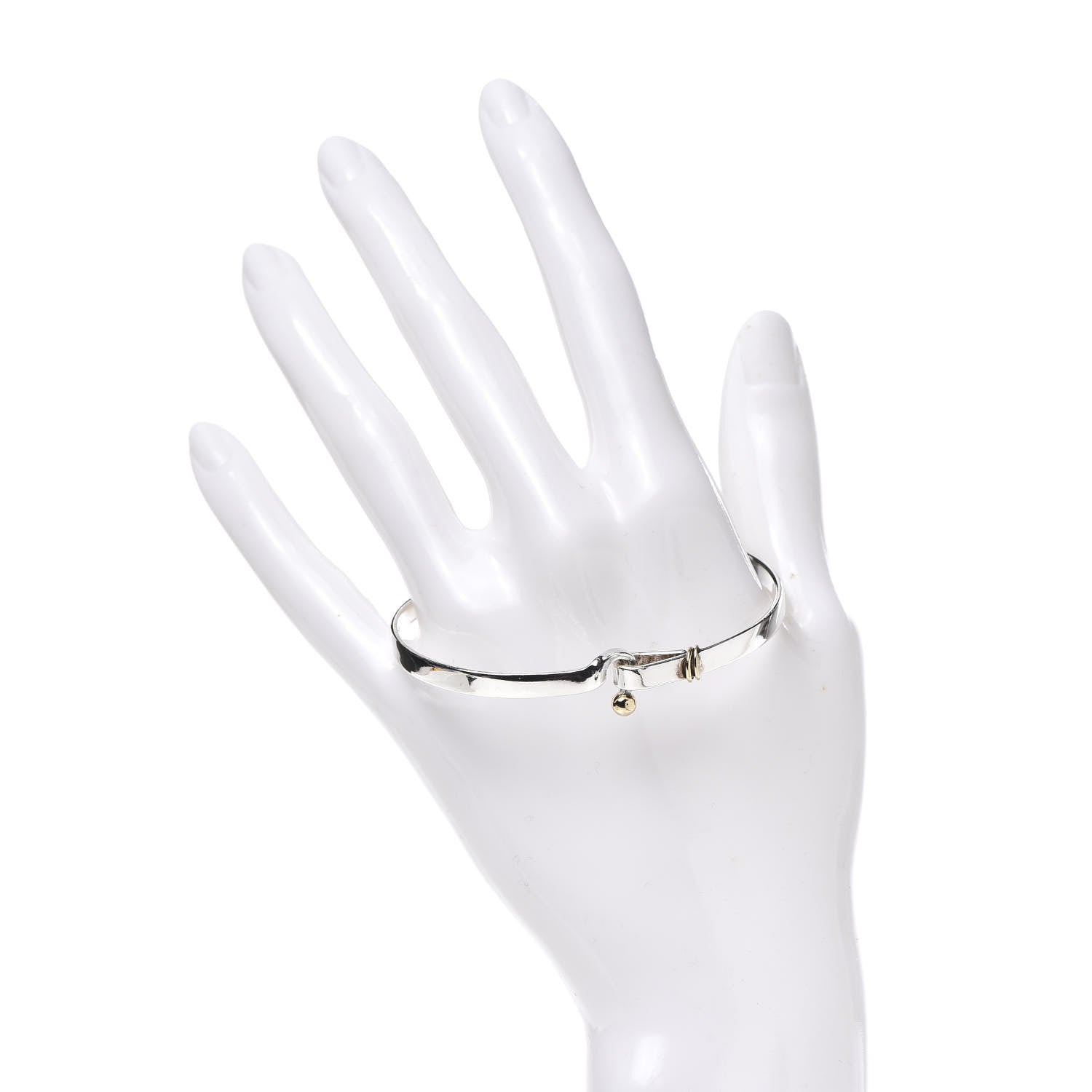 Tiffany Sterling Silver 18K Yellow Gold Hook Eye Bangle Bracelet 2 of 5