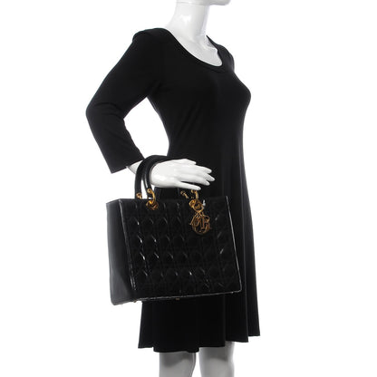 Christian Dior Glazed Calfskin Cannage Large Lady Dior Black 2 of 6