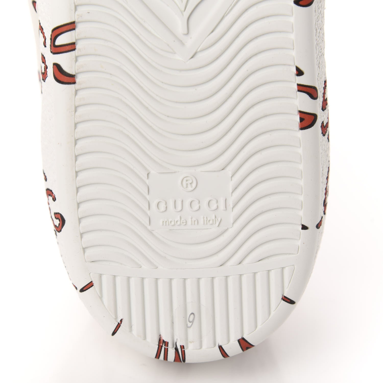 Gucci Calfskin GucciGhost Print Mens Ace Sneakers 9 White Hibiscus Red 8 of 10