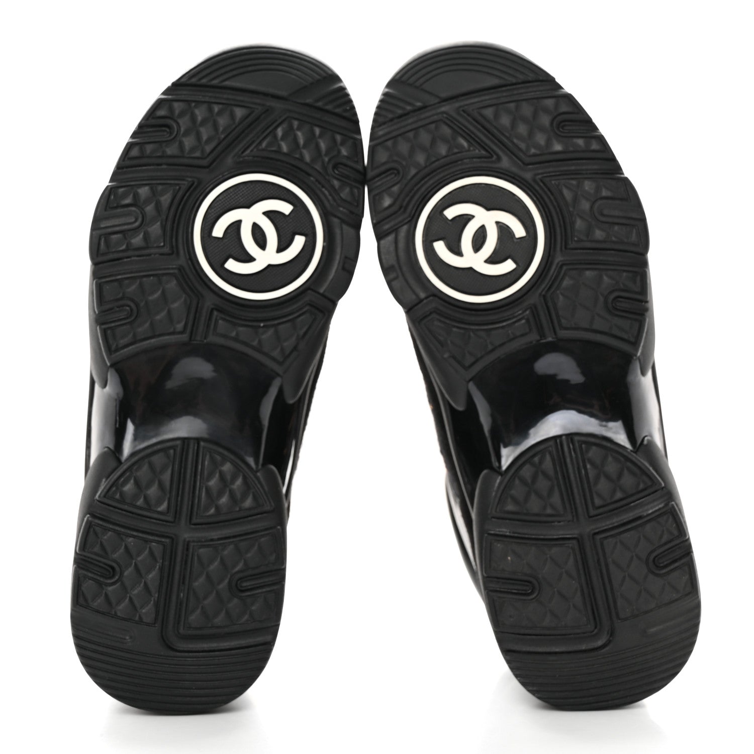 Chanel Velour Tweed CC High Top Sneakers 35 Black Gold 6 of 13