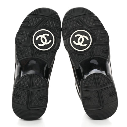 Chanel Velour Tweed CC High Top Sneakers 35 Black Gold 6 of 13