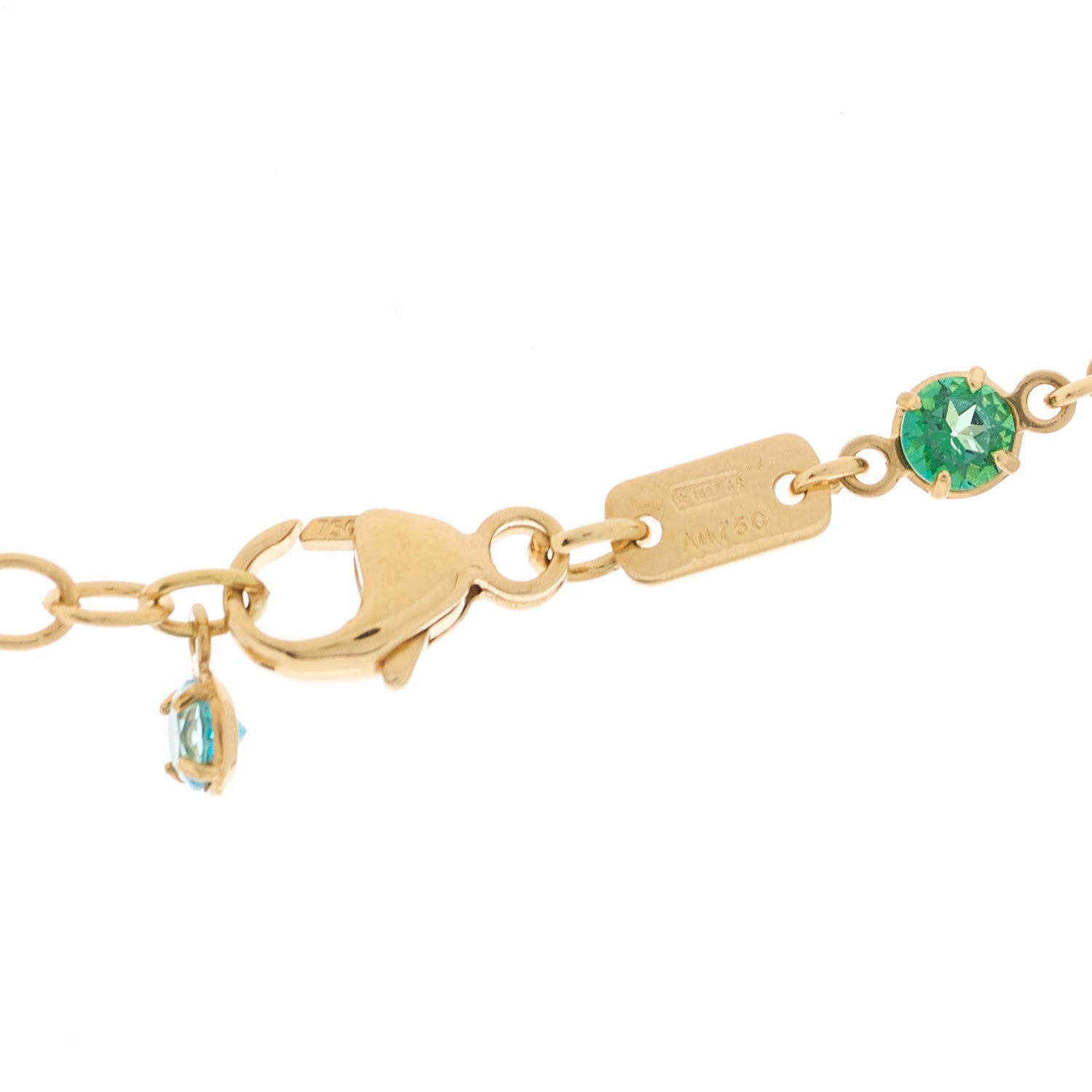 Gucci 18K Yellow Gold Multistone Running GG Pendant Necklace 4 of 4