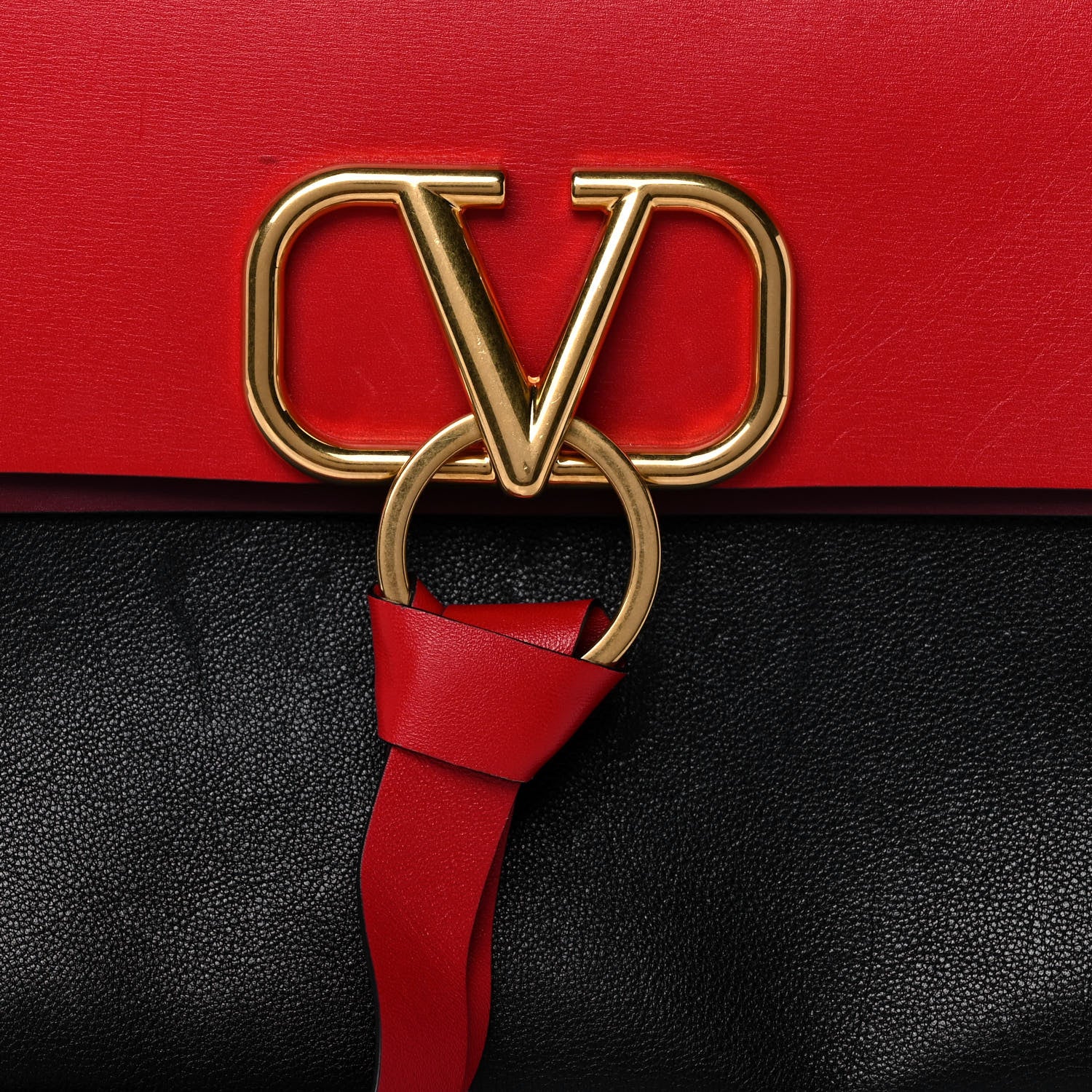 Valentino Garavani Smooth Calfskin Medium Vring Shoulder Bag Rouge Pur Cerise Black 7 of 12