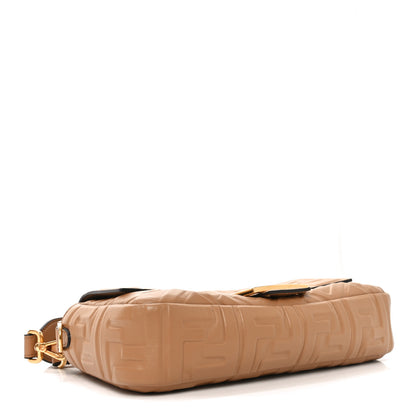 Fendi Nappa FF 1974 Embossed Baguette Miele Scuro 4 of 11